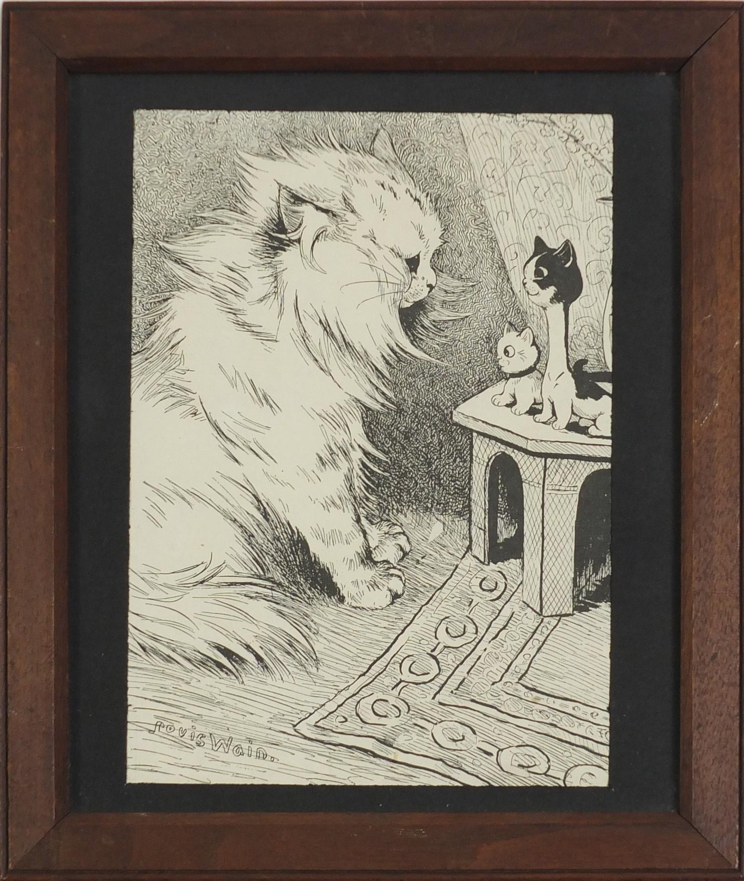 Louis Wain - Cats, eight vintage and later prints, each framed and glazed, the largest 18.5cm x 13cm - Image 7 of 33