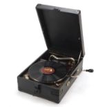Vintage portable wind up gramophone : For Further Condition Reports Please Visit Our Website,