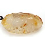 Chinese agate pendant carved with a fish, 8.5cm high : For Further Condition Reports Please Visit