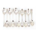 Two sets of five silver teaspoons, Sheffield and Birmingham hallmarks, the largest 10.5cm in length,