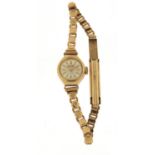Ladies 9ct gold Corvette wristwatch with 9ct gold strap, 14mm in diameter : For Further Condition