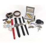 Costume jewellery and wristwatches including a Sekonda diver's watch : For Further Condition Reports
