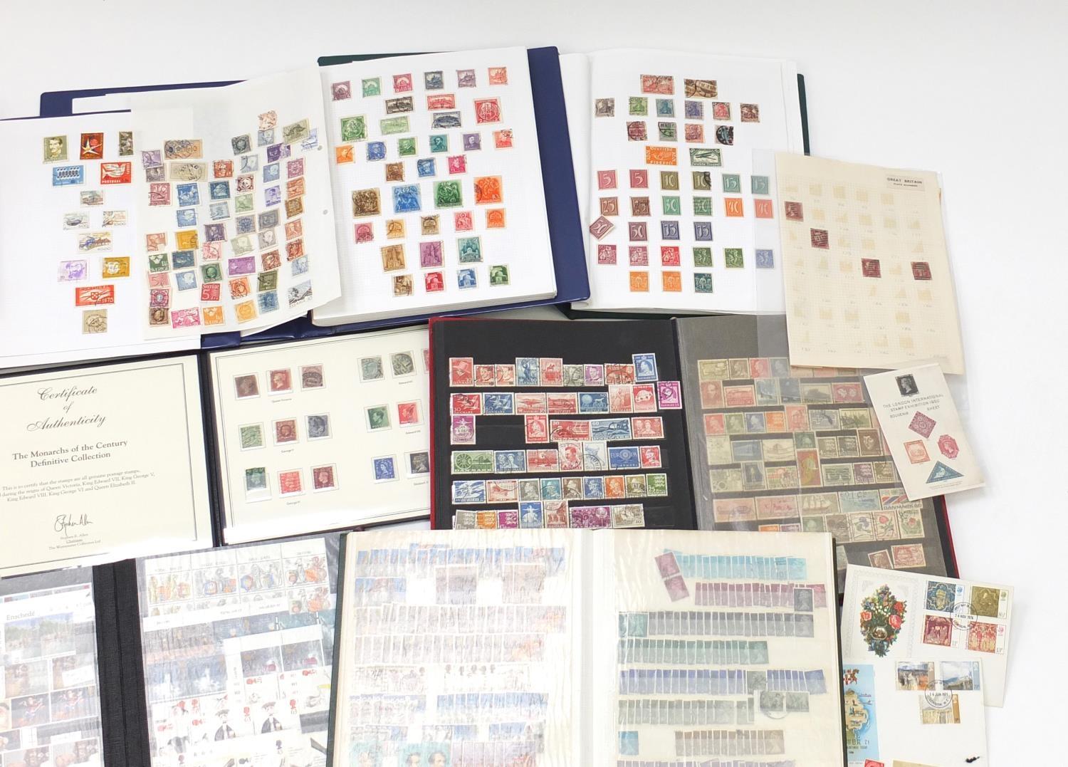 Collection of British and world stamps arranged in albums including Penny Reds, some mint unused and - Image 4 of 7