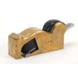 19th century brass and ebony bull nose plane, 12.5cm in length : For Further Condition Reports