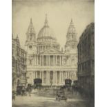 Alfred J Bennett - St Paul's Cathedral, London, black and white engraving, WF Gadsbury Ltd, Thrale