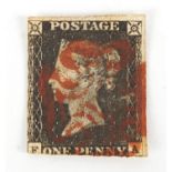 Victorian Penny Black stamp : For Further Condition Reports Please Visit Our Website, Updated Daily