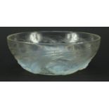 René Lalique Calypso frosted and opalescent glass bowl, moulded R Lalique and etched Lalique to