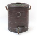 Large copper and brass urn with tap, 48cm high : For Further Condition Reports Please Visit Our