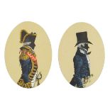 Gentlemen in naval dress, two oval silhouette portraits, framed and glazed, each 17cm x 12cm : For