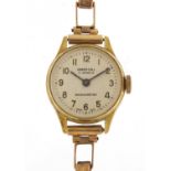 Ladies Ingersoll wristwatch with a Victorian 9ct gold strap, 18.7g : For Further Condition Reports