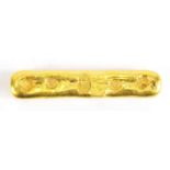 Chinese gold coloured metal ingot, impressed marks, 8cm wide : For Further Condition Reports
