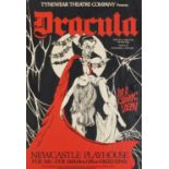 Vintage Tynewear Theatre Company Dracula advertising theatre poster, framed and glazed, 75.5cm x