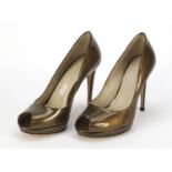 Pair of Karen Millen bronze high heels with box, size 40 : For Further Condition Reports Please