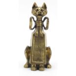 Heavy Victorian brass doorstop in the form of a cat with a West Hames Best motto, registered