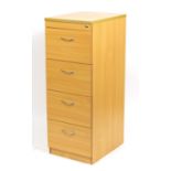 Beech four drawer filing cabinet, 130cm H x 48cm W x 63cm D : For Further Condition Reports Please