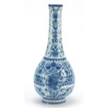 Large Chinese blue and white porcelain vase decorated with flowers and roundels of phoenixes, 40cm