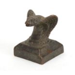 Chinese patinated bronze serpent design seal, 4cm high : For Further Condition Reports Please