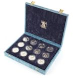 Cook Island Endangered Wildlife silver proof coin collection comprising twelve fifty dollars with