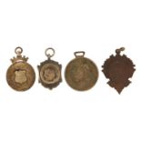 Three sports jewels and a commemorative medallion including two silver : For Further Condition