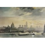 Rowland Hilder - The Thames, pencil signed print in colour with embossed blind stamp, mounted,