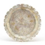 Indian Goa mother of pearl plate formed of pinned sections, 21.5cm in diameter : For Further