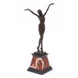 Large patinated bronze study of an Art Deco semi nude dancer in the manner of Dimitri Chiparus,