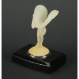 Lalique style frosted Spirit of Ecstasy design paperweight, 11cm high : For Further Condition