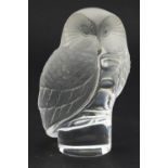 Lalique frosted and clear glass bird paperweight with paper label etched Lalique France, 8.5cm