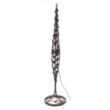 Modernist wrought iron standard lamp in the manner of Edgar Brandt, 168.5cm high : For Further