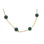 Gold plated malachite design bead necklace, 54cm in length, 13.8g : For Further Condition Reports