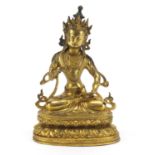 Chino-Tibetan gilt bronze figure of Buddha, 32.5cm high : For Further Condition Reports Please Visit
