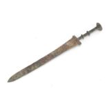 Islamic patinated bronze short sword, 38cm in length : For Further Condition Reports Please Visit