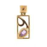 9ct gold amethyst pendant, 2cm in length, 1.4g : For Further Condition Reports Please Visit Our