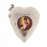 925 silver love heart design vesta decorated with a nude female, 4cm high, 19.2g : For Further