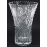 Large heavy cut glass vase, 30cm high : For Further Condition Reports Please Visit Our Website,