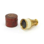 Georgian gilt metal and ivory four draw monocular by Dollond of London with velvet lined leather