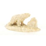 Early 19th century marine ivory carving of a polar bear, 14cm wide : For Further Condition Reports
