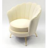 Art Deco style fan design chair with cream upholstery, 84.5cm high : For Further Condition Reports