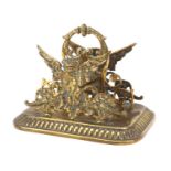 Ornate brass Putti design letter rack, 14cm high x 19cm wide : For Further Condition Reports