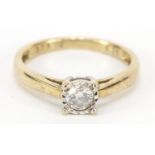 9ct gold diamond solitaire ring, size L, 1.8g : For Further Condition Reports Please Visit Our