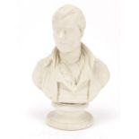 19th century parian bust of Robbie Burns after Edward William Wyon, 35.5cm high : For Further