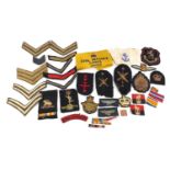 British military and naval cloth patches together with a Civil Defence Corps arm band, including The