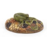 19th century stoneware lizard paperweight in the style of Martin Brothers, 12.5cm wide : For Further