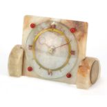 Art Deco marble desk clock with Roman numerals, 14.5cm wide : For Further Condition Reports Please