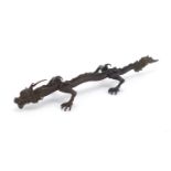 Large Japanese patinated bronze dragon, 15.5cm in length : For Further Condition Reports Please