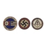 Three German military interest enamel badges : For Further Condition Reports Please Visit Our