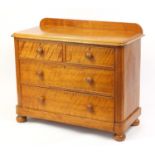 Victorian satinwood four drawer chest fitted with two short above two long drawers, 89cm H x 106cm W