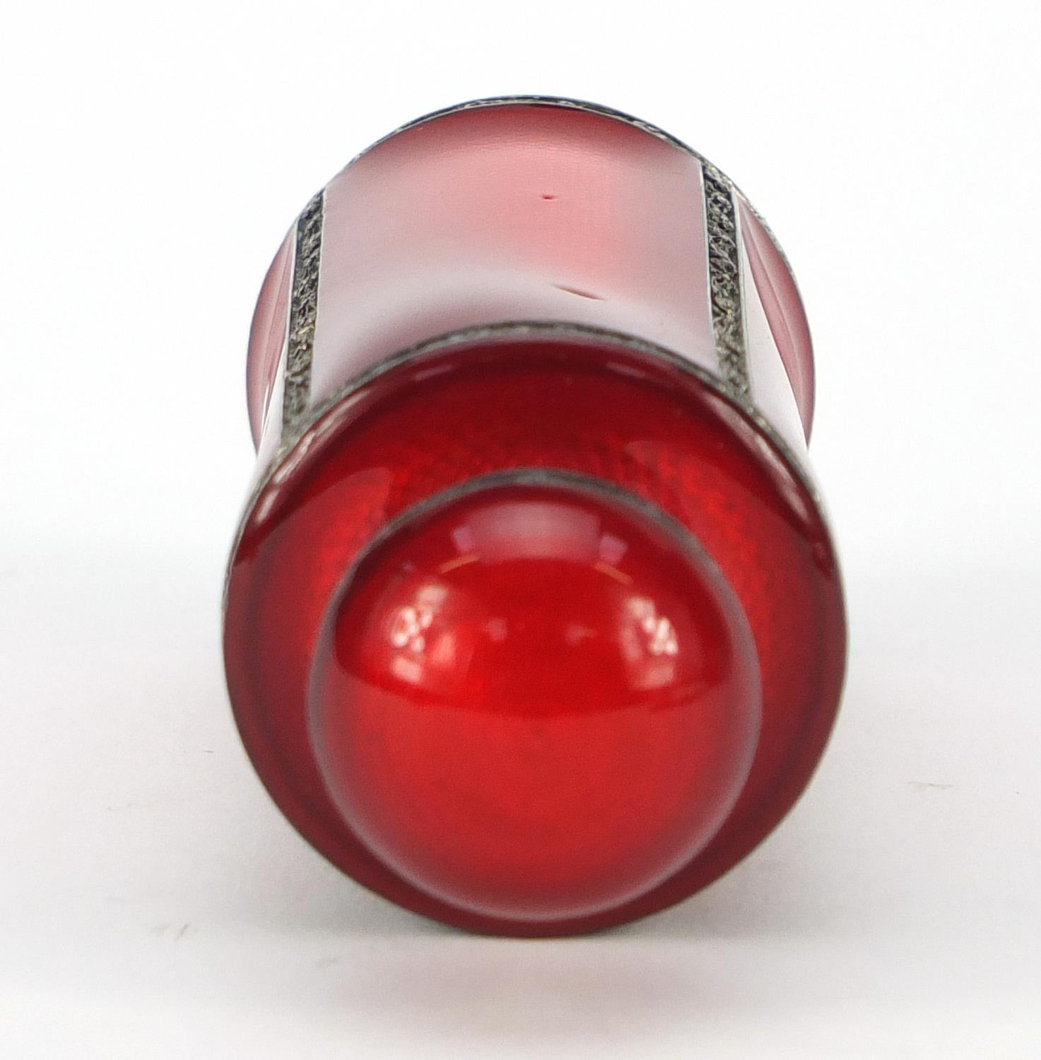 Red guilloche enamel scent bottle, 8.5cm high : For Further Condition Reports Please Visit Our - Image 5 of 7