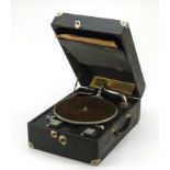 Vintage Decca 10 portable gramophone, 29cm H x 42cm W x 16.5 D : For Further Condition Reports