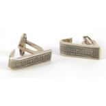 Pair of silver cufflinks, possibly Russian, 2.5cm wide, 11.9g : For Further Condition Reports Please